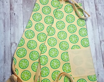 Delantal a juego para padres e hijos, color lima limón, listo para enviar