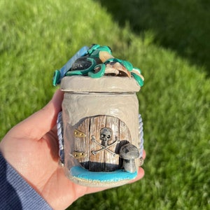 Little Green Man Mushroom House Jar