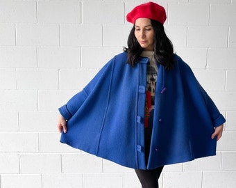 vintage designer coat 70s Missoni vintage blue cape poncho