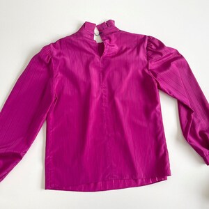 70s retro blouse secretary blouse ruffle collar hot pink image 5