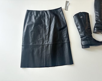 90s y2k black leather skirt Nine West lined NWT