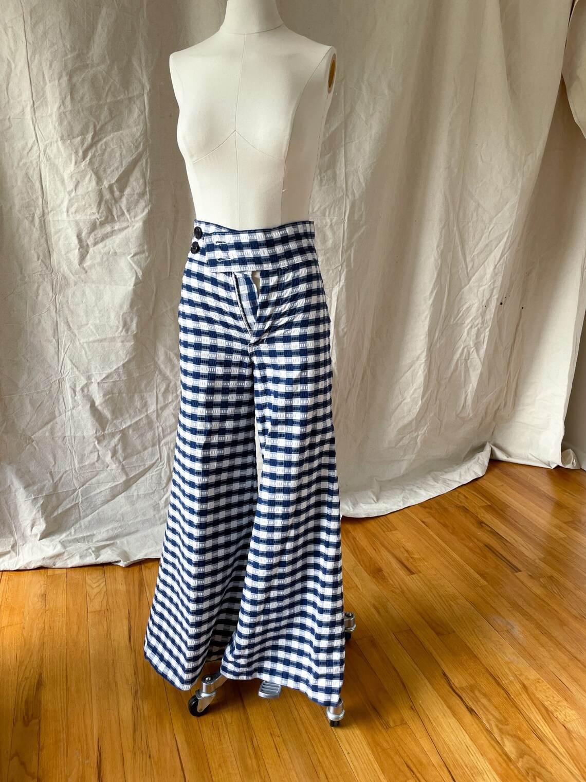 checkered bell bottom pants