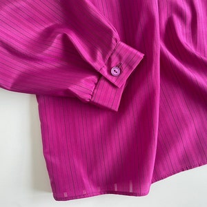 70s retro blouse secretary blouse ruffle collar hot pink image 3