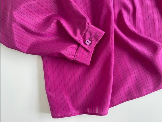 70s retro blouse secretary blouse ruffle collar h… - image 3