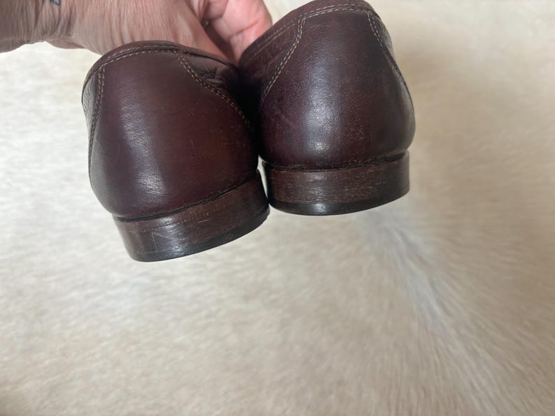 vintage men’s leather slip on loafers with gold horsebit ferragamo size 8 bild 6