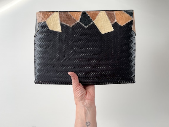 vintage summer clutch - woven envelope bag - tropical outfit purse - summer fashion accessory