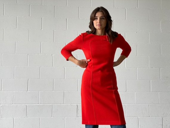 mod red knit sheath dress tomato girl
