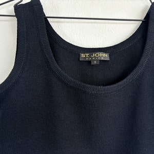 y2k St. John knit tank top black cropped sweater scoop neck tank summer neutral top