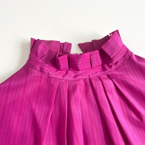 70s retro blouse secretary blouse ruffle collar hot pink image 10