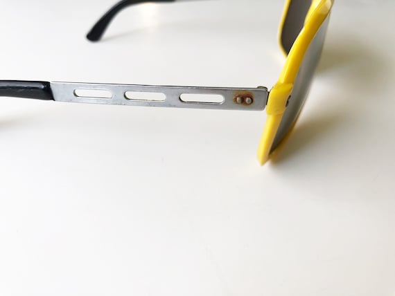 80s yellow frame mirrored sunglasses safety ski p… - image 4