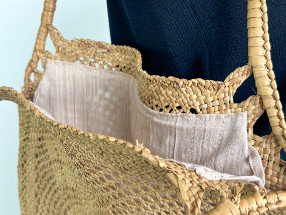 boho summer purse 70s large round straw purse sho… - image 3