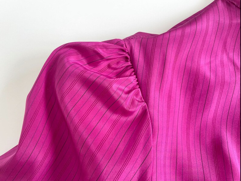 70s retro blouse secretary blouse ruffle collar hot pink image 7