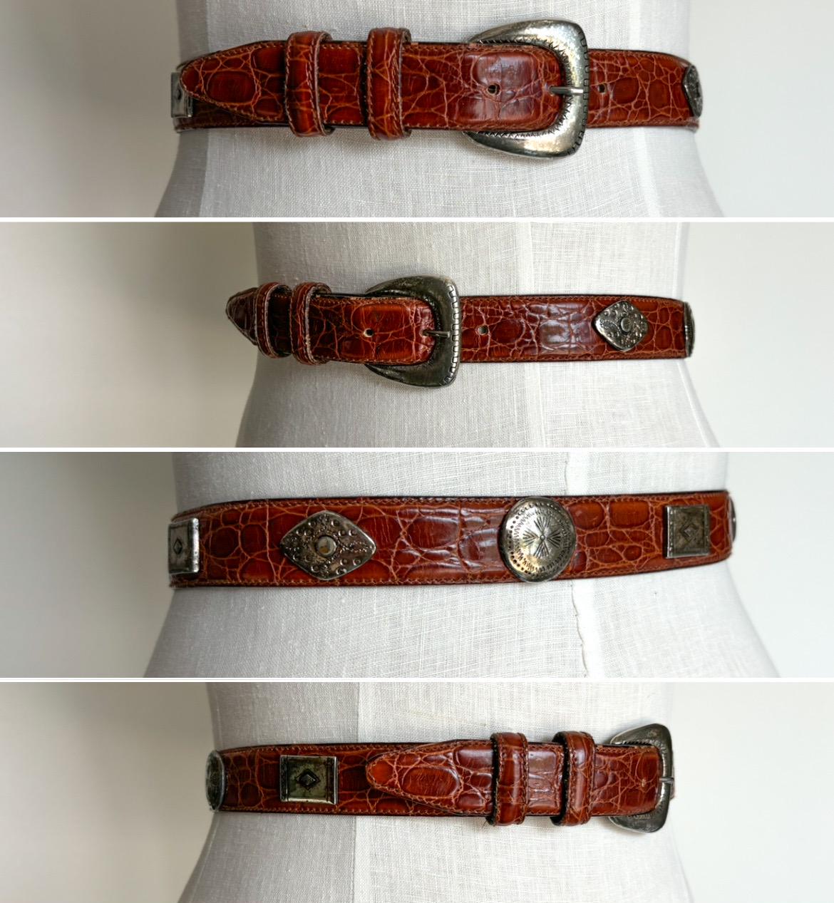 90s Henri Bendel Western Leather Belt With Silver Medallions  display picture 2