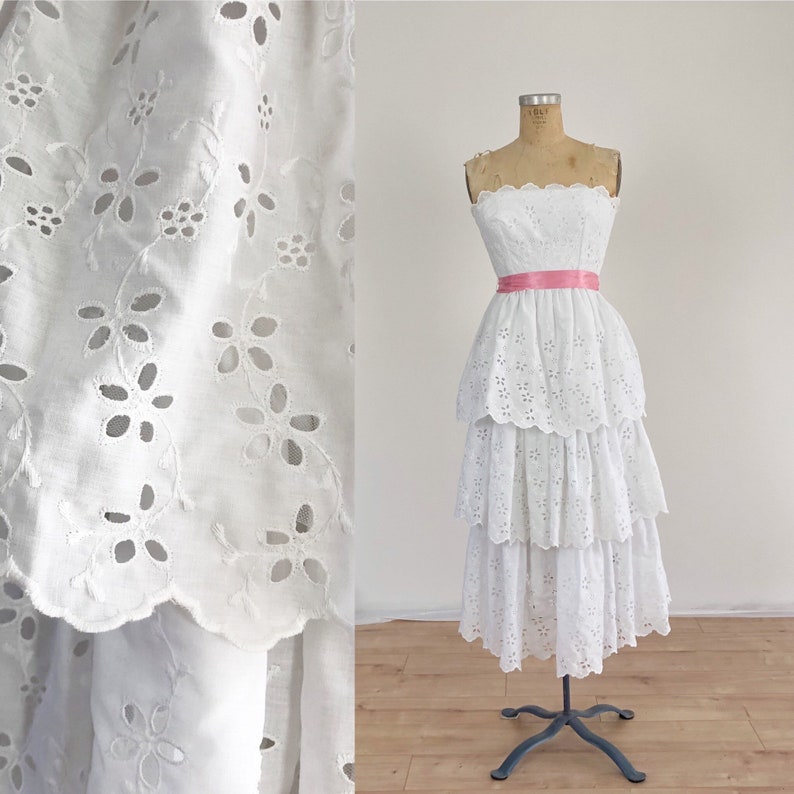 strapless eyelet dress