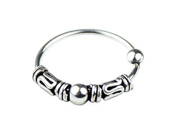 Piercing Ring 925 Sterling Silber dünn Hoop Ohrpiercing und Nasenpiercing (Ball Closure)