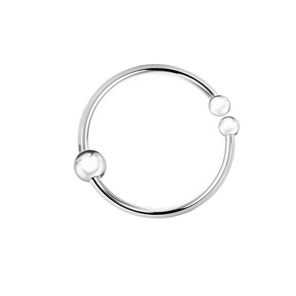 Piercing Ring fake 925 Sterling Silver Thin Hoop Ear Piercing Lip Ring and Nose Piercing (to stick)