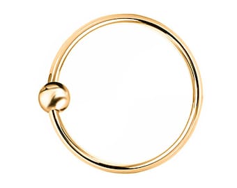 Piercing Ring 925 Sterling Silver Gold Plated Yellow Goggle Thin Hoop Ear Piercing and Nose Piercing (Ball Closure)