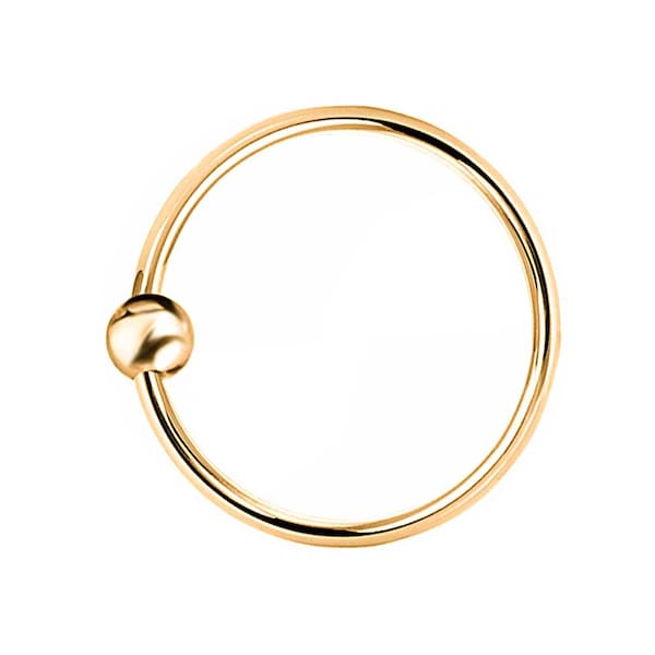 Piercing Ring 925 Sterling Silber Vergoldet Gelbgolg dünn Hoop Ohrpiercing und Nasenpiercing (Ball Closure)