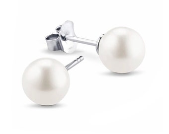 Studs 925 Sterling Silver Freshwater Breeding Pearls 925 Sterling Silver for Women and Girls