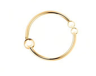 Fake Piercing Ring 925 Sterling Silver Gold Plated Yellow Gold Thin Hoop Ear Piercing Lip Ring and Nose Piercing (to stick)