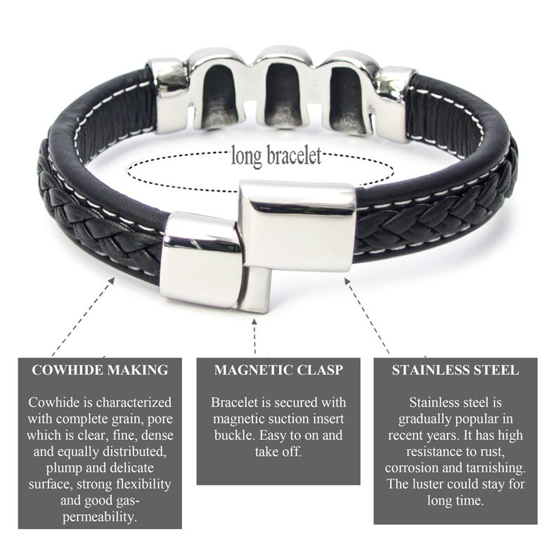 Speroto Lederarmband Für Herren – Mit Magnetverschluss, Geflochten, In Schwarz & Braun, 20 Cm