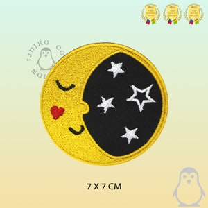 Yin Yang Moon Star Circle Patch Embroidered Iron On Patch Sew On Badge Applique