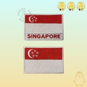 シンガポール国旗刺繍アイロンパッチ縫い付けバッジアップリケ