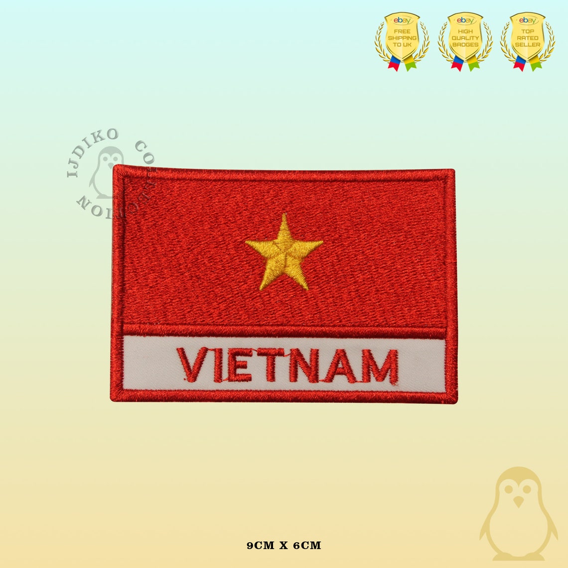 Vietnam Vlag Patch om op te strijken, 7,5 x 5 cm, Vietnamese vlag, backpacker vlagpatches, strijkplaatje, strijkpatches