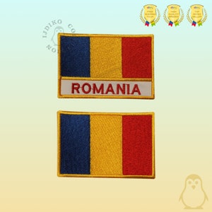 Bandeira nacional da Romênia bordada em ferro em remendo costurado em aplique de crachá