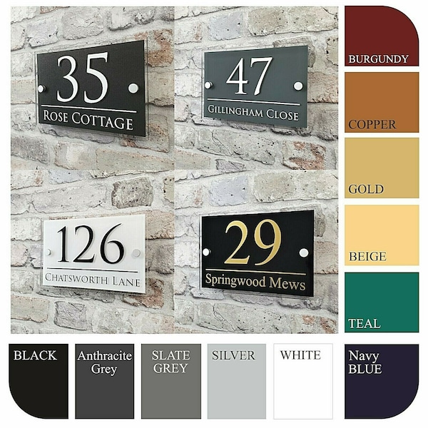 Contemporary House Sign Address Plaques Door Number Name Plates Personalised