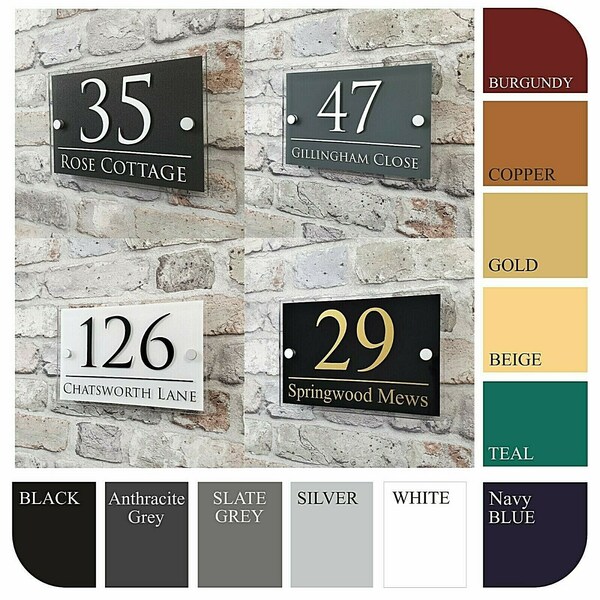 DEWIPERLTD Custom Acrylic House Door Number Plaque – Clear, Modern, Personalised Gate Wall Sign