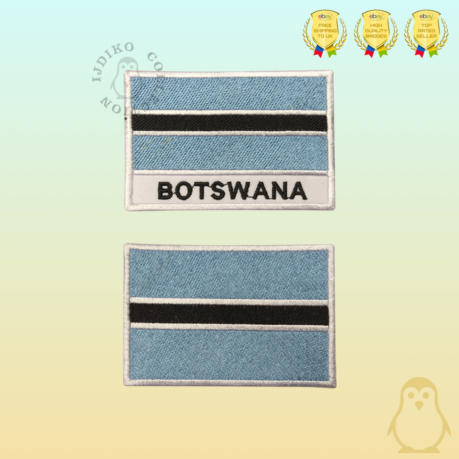 Botswana National Flag Embroidered Iron On Patch Sew On Badge Applique