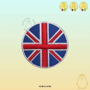 Großbritannien Runde Flagge bestickt Eisen auf Patch Nähen auf Abzeichen Applikation