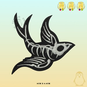 Skeleton Bird Halloween bordado hierro en parche coser en insignia Applique