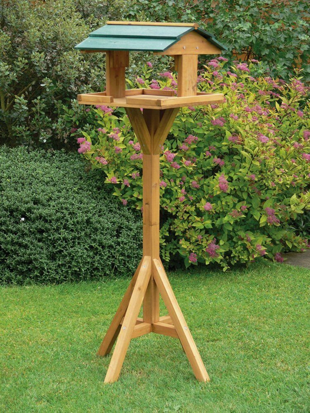 Wooden Traditional Bird Table Garden Birds Feeder Feeding Station Free