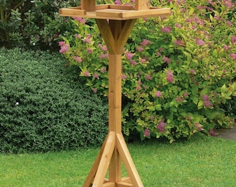 Table d’oiseaux traditionnelle en bois Jardin Mangeoire pour oiseaux Station d’alimentation autoportante