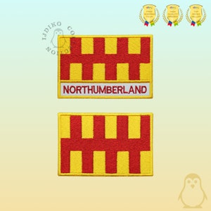 UK NORTHUMBERLAND County Flag Embroidered Iron On Patch Sew On Badge Applique For Clothes Etc