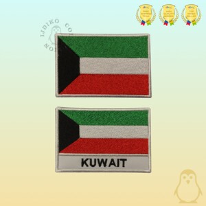 Bandeira nacional do Kuwait bordada em ferro em remendo costurado em aplique de crachá