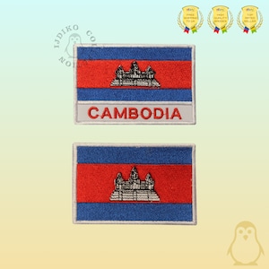 Cambodia National Flag Embroidered Iron On Patch Sew On Badge Applique