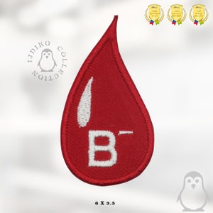 B Negative Blood Drop Patch Embroidered Iron On Patch Sew On Badge Applique