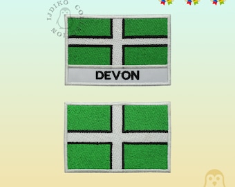 UK DEVON County Flag Embroidered Iron On Patch Sew On Badge Applique For Clothes Etc
