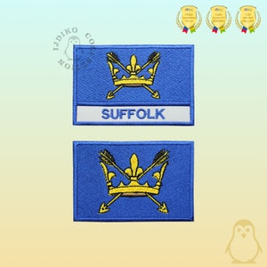 UK SUFFOLK County Flag Embroidered Iron On Patch Sew On Badge Applique For Clothes Etc