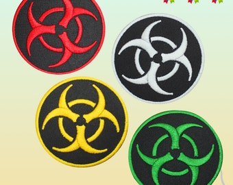 Danger Biological Hazard Embroidered Iron On Patch Sew On Badge Applique