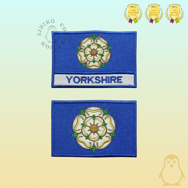 UK YORKSHIRE County Flag Embroidered Iron On Patch Sew On Badge Applique For Clothes Etc