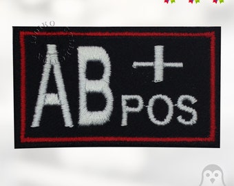 AB + blood group cuadrado parche bordado hierro en parche coser en la placa applique