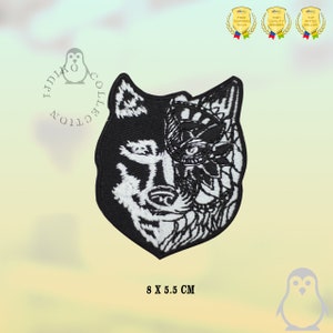 Wolf Face Patch Embroidered Iron On Patch Sew On Badge Applique
