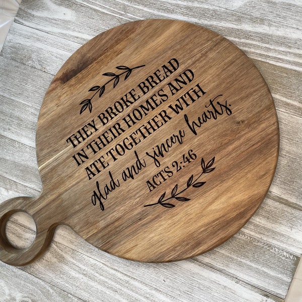 Engraved acacia wood serving tray, engraved cutting board.