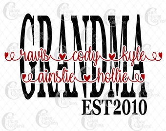 Download Svg Files For Cricut Personalized Silhouette Cameo Grandma Shirt Grandma Svg Mothers Day Svg With Grandkids Names Svg Svg File Png Drawing Illustration Digital Deshpandefoundationindia Org