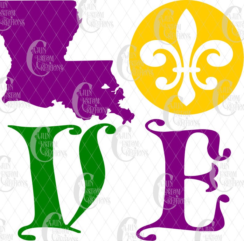 Love Louisiana mardi gras fleur de lis design file SVG PNG | Etsy