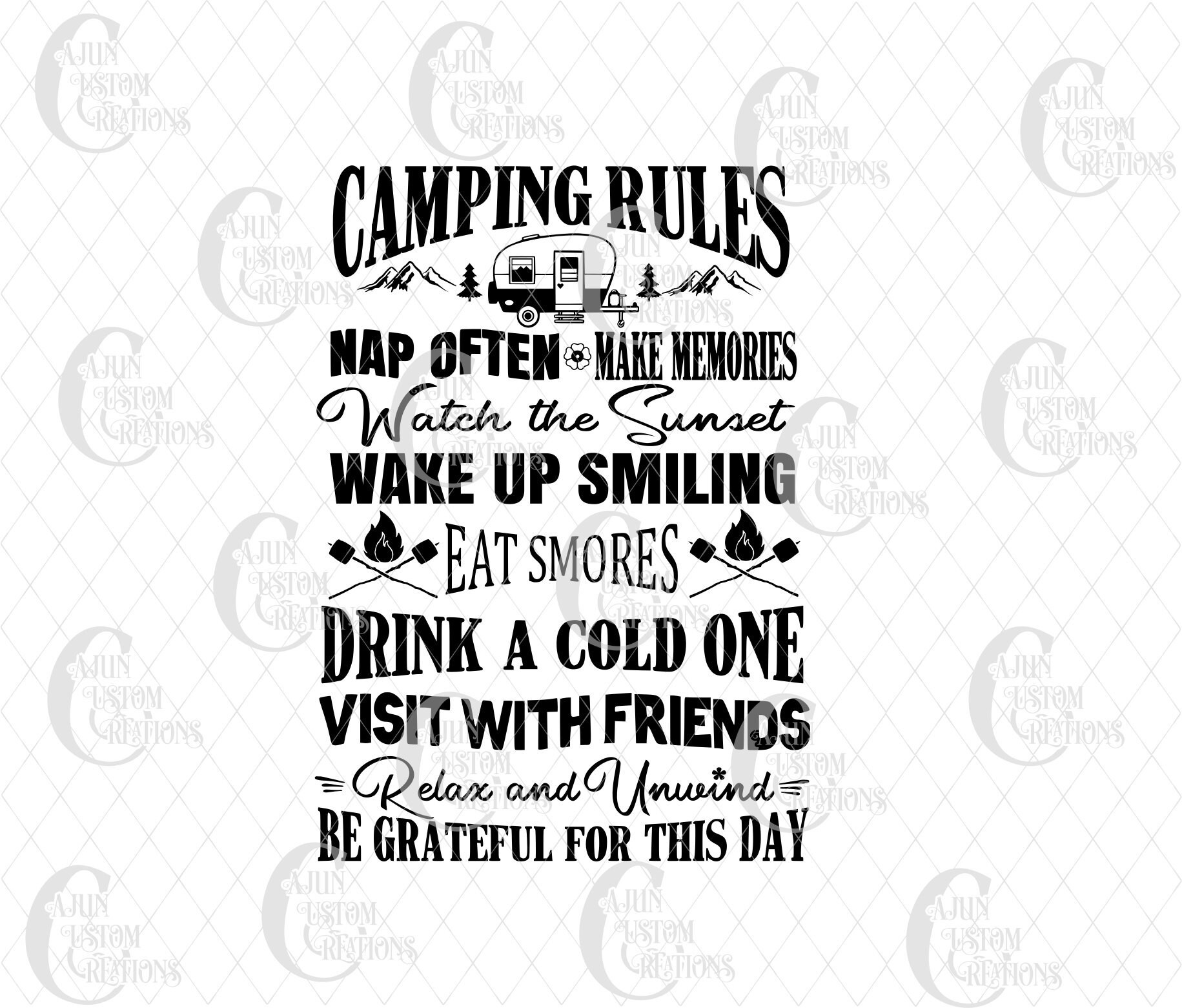 Download Camping Rules SVG file digital download | Etsy